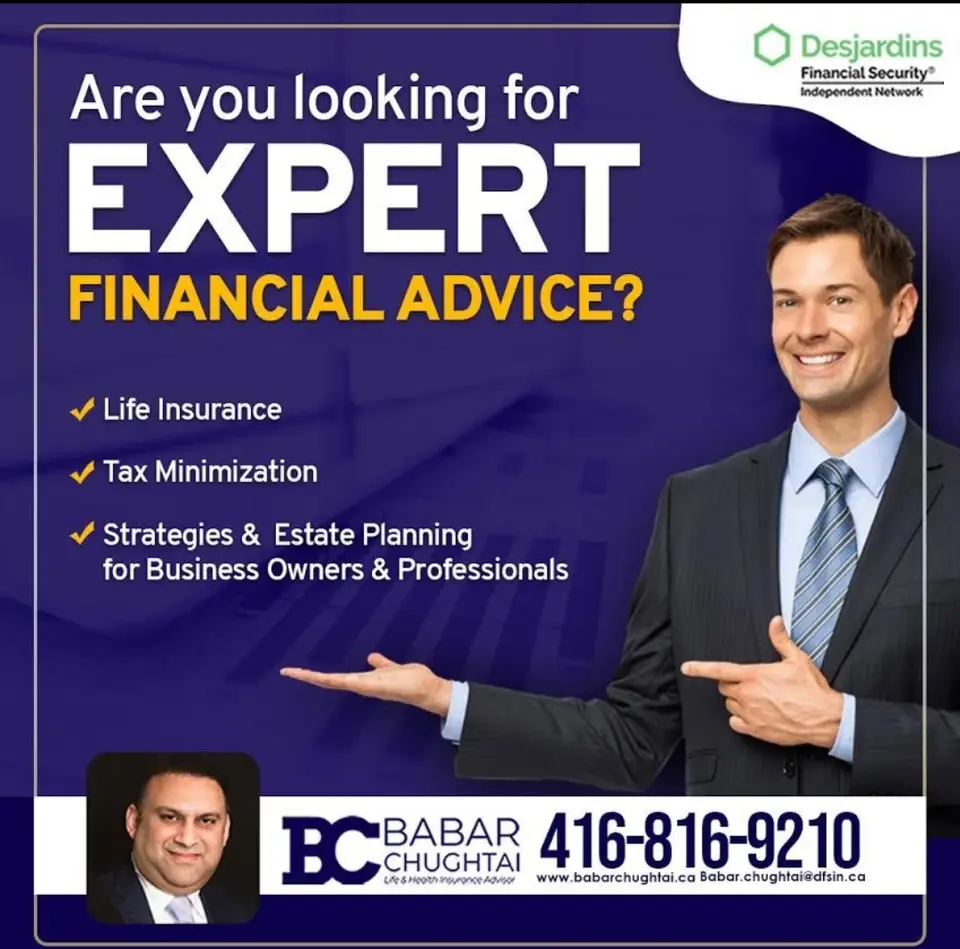 Babar Chughtai business card: Expert Financial Advisor Life insurance, Tax Minimization, Strategies and Estate Planning