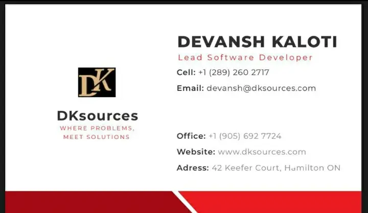 DKsources (managed IT services) business card
