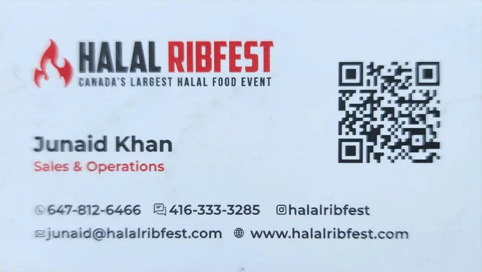 Halal Rib Fest business card: CANADA’S LARGEST HALAL FOOD EVENT