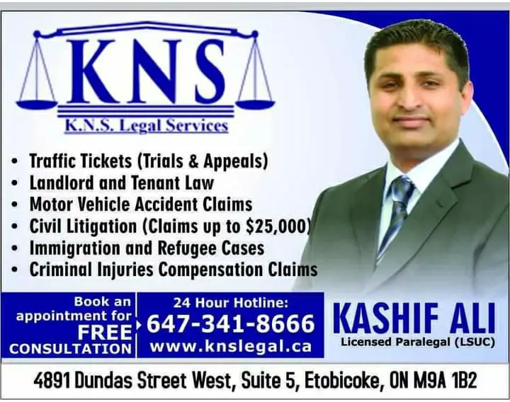 KNS Legal (licensed paralegal) business card: For Traffic Tickets and other legal matters Liscenced Paralegal