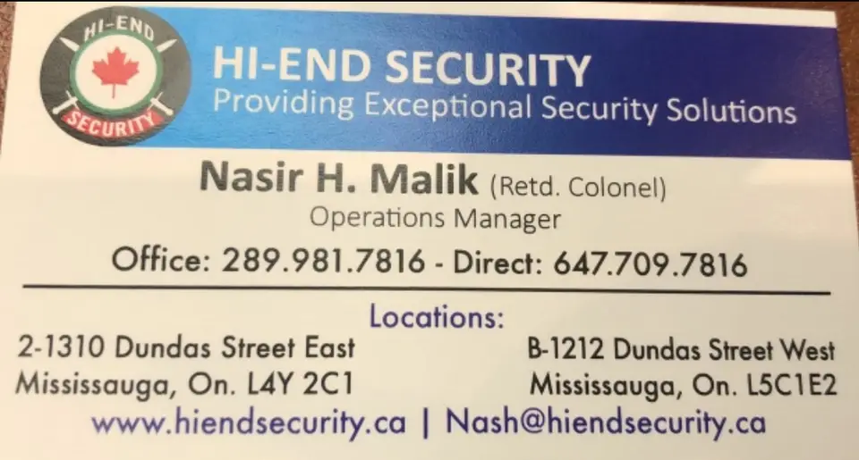 Hi-End Security business card