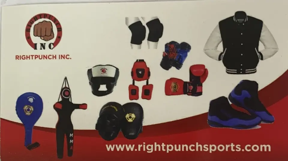 Rightpunch INC business card: RIGHTPUNCH INC Martial arts supply store in Toronto