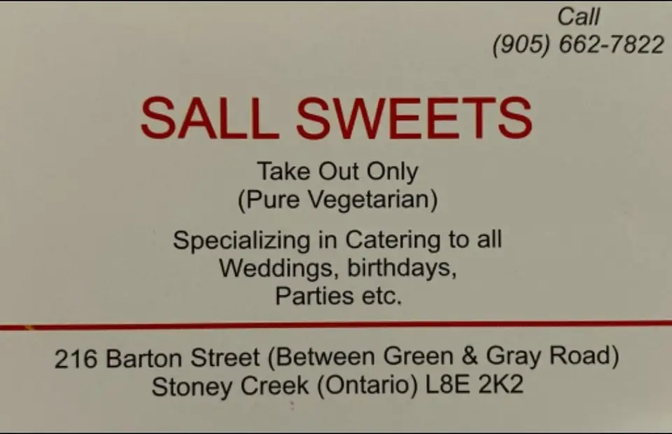 SALL Sweets business card