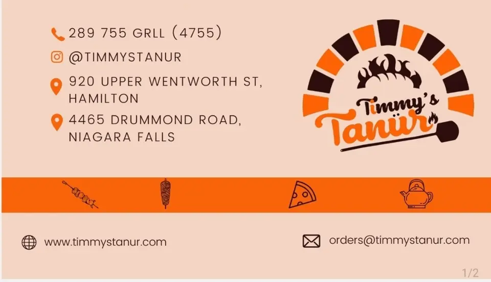 Timmy’s Tanur business card