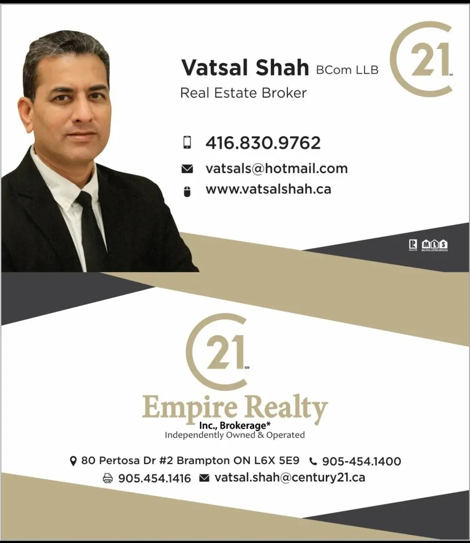 VATSAL SHAH, B.Com, LLB business card: Realtor, Broker Century 21 10 + year experience