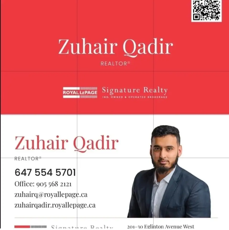 Zuhair Qadir business card: Zuhair Qadir REALTOR® ROYAL LEPAGE Signature Realty IND. OWNED & OPERATED BROKERAGE Zuhair Qadir REALTOR