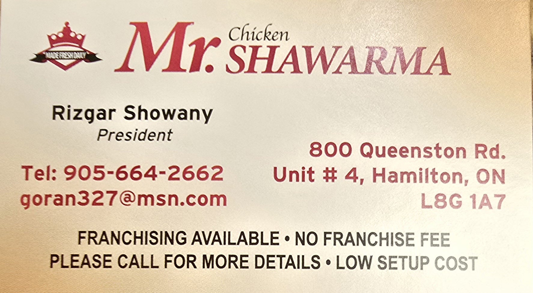 Rizgar Showany, President
